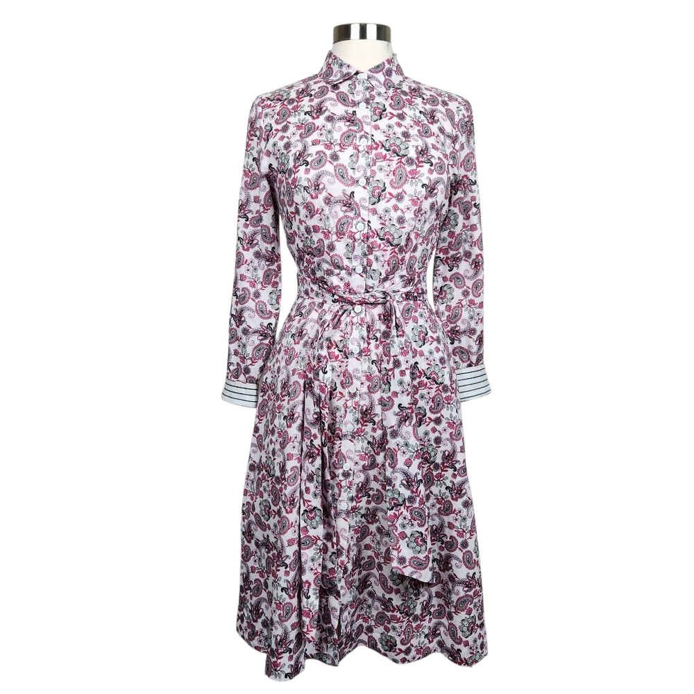 Court & Row Devon Classic Fresh Peony Paisley Floral Shirt Dress Womens Size 4 - Picture 3 of 15